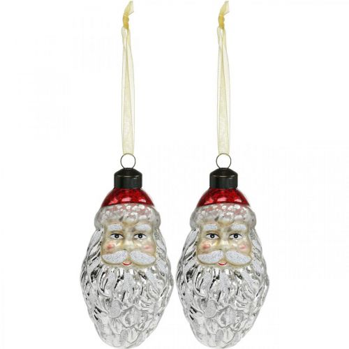 Floristik24 Ciondolo decorativo Babbo Natale, decorazione dell&#39;avvento, decorazione per albero di Natale in vero vetro, aspetto vintage H12cm Øcm 2pz