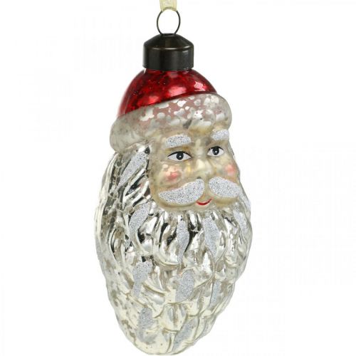 Floristik24 Ciondolo decorativo Babbo Natale, decorazione dell&#39;avvento, decorazione per albero di Natale in vero vetro, aspetto vintage H12cm Øcm 2pz