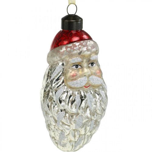 Prodotto Ciondolo decorativo Babbo Natale, decorazione dell&#39;avvento, decorazione per albero di Natale in vero vetro, aspetto vintage H12cm Øcm 2pz