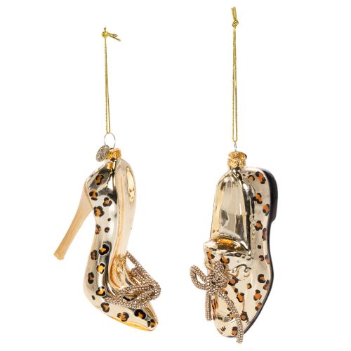 Ornamenti in vetro a forma di scarpa con stampa leopardata, decorazione per albero di Natale, 13 cm, 2 pezzi acquistare | Floristik24.it
