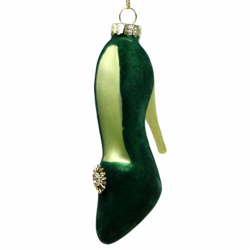 Floristik24 Scarpe in velluto di vetro verde 12 cm 2 pezzi