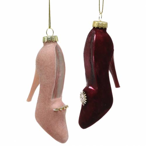 Scarpe in velluto di vetro Bordeaux, rosa antico 12 cm 2 pezzi