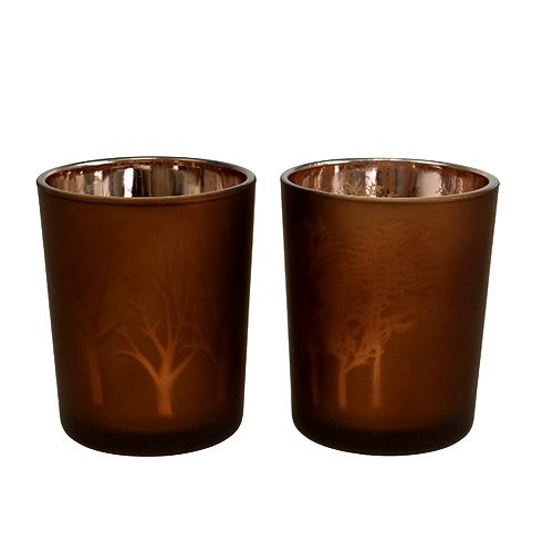 Floristik24 Luce in vetro con motivo marrone Ø5,5cm H6,5cm 4 pezzi