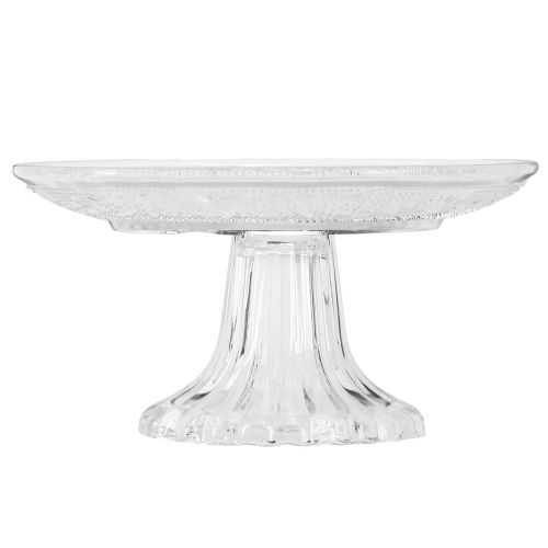 Prodotto Piatto in vetro su piede Ciotola piana in vetro con motivo trasparente Ø15cm