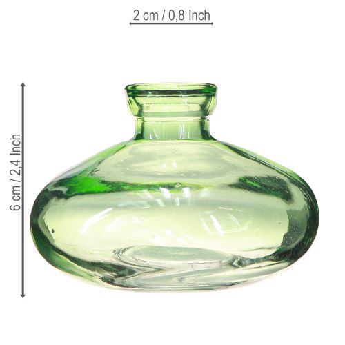 Prodotto Vaso in vetro verde bulboso mini vasi in vetro Ø9cm H6cm 6 pezzi