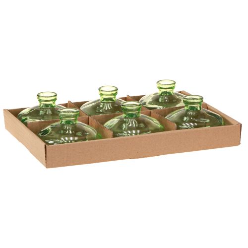Prodotto Vaso in vetro verde bulboso mini vasi in vetro Ø9cm H6cm 6 pezzi