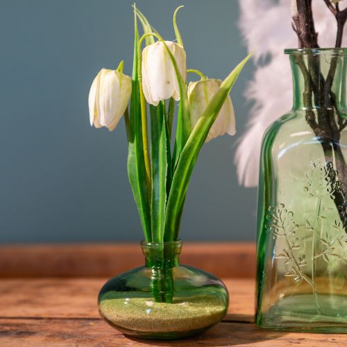 Prodotto Vaso in vetro verde bulboso mini vasi in vetro Ø9cm H6cm 6 pezzi