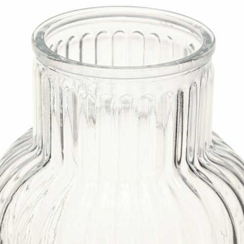 Prodotto Vaso in vetro per fiori con scanalature in vetro retrò trasparente Ø13,5cm H20cm
