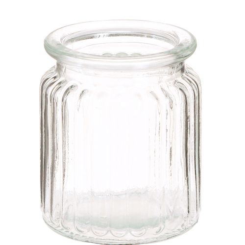 Prodotto Vaso in vetro vaso decorativo in vetro rigato trasparente Ø8cm H9cm 6 pz