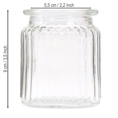 Prodotto Vaso in vetro vaso decorativo in vetro rigato trasparente Ø8cm H9cm 6 pz
