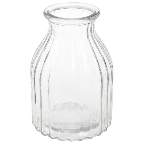 Vaso in vetro con scanalature per vasi in vetro decorativo trasparente Ø12cm H18cm 2 pezzi