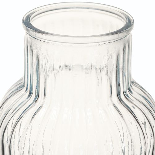 Prodotto Vaso per fiori con scanalature in vetro blu Ø13,5cm H20cm