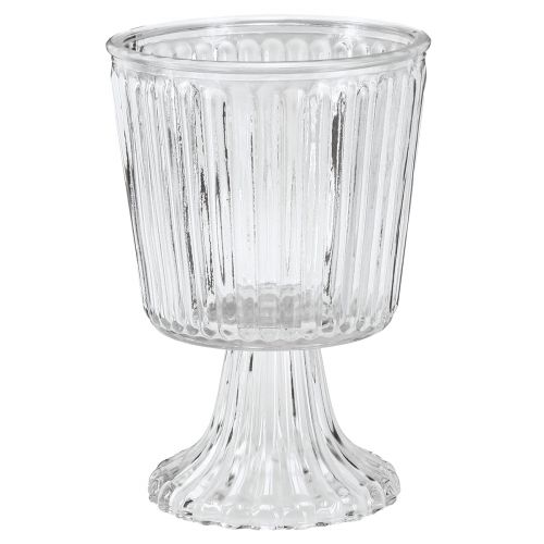 Vaso in vetro con piede decorativo tazza in vetro scanalato Ø13cm H19cm