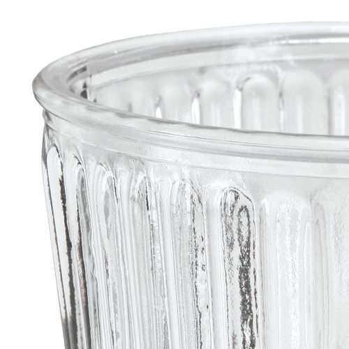 Prodotto Vaso in vetro con piede decorativo tazza in vetro scanalato Ø13cm H19cm