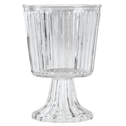 Prodotto Vaso in vetro con piede decorativo tazza in vetro scanalato Ø13cm H19cm