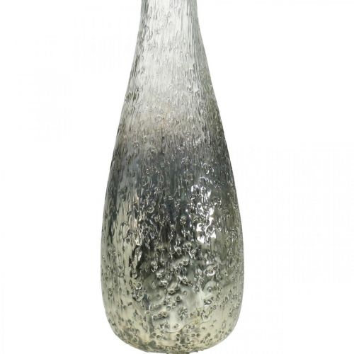 Floristik24 Vaso per fiori in vetro, vaso da tavolo bicolore vero vetro trasparente, argento H30cm