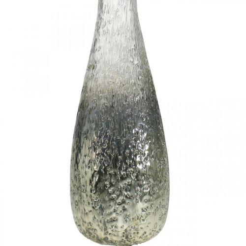 Floristik24 Vaso per fiori in vetro, vaso da tavolo bicolore vero vetro trasparente, argento H30cm
