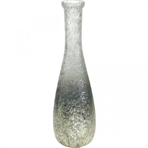 Floristik24 Vaso per fiori in vetro, vaso da tavolo bicolore vero vetro trasparente, argento H30cm