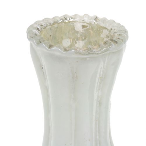 Floristik24 Vaso in vetro contadino bianco argento H11cm 6 pezzi