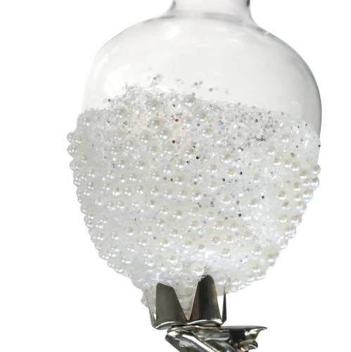 Floristik24 Vaso in vetro con clip glitter e perle Ø4,9cm H9,5cm trasparente 3pz