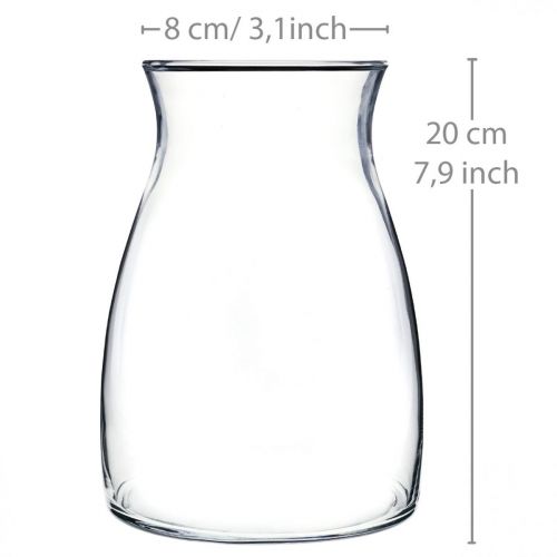 Prodotto Vaso decorativo in vetro trasparente vaso di fiori in vetro Ø11cm H20cm