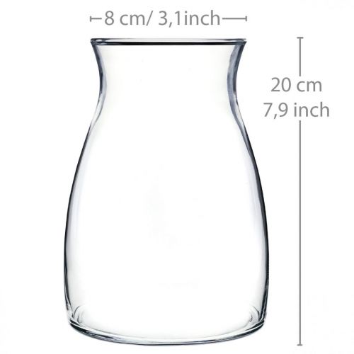 Floristik24 Vaso decorativo in vetro trasparente vaso di fiori in vetro Ø11cm H20cm