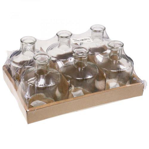 Floristik24 Vaso in vetro Bottiglie da farmacia Deco Vaso in vetro decorativo trasparente Ø7cm 6 pezzi