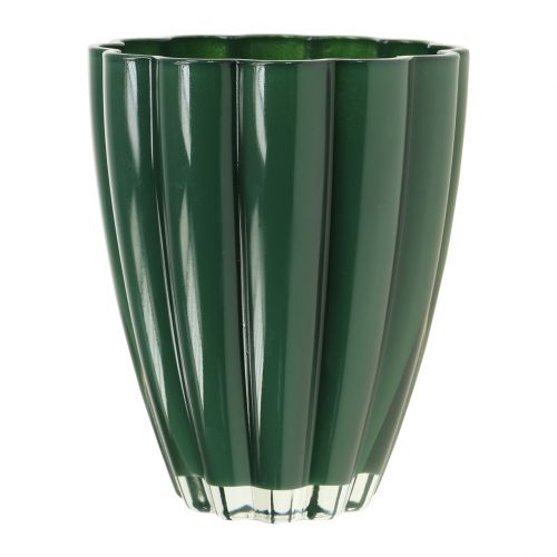 Floristik24 Vaso in vetro &quot;Bloom&quot; verde scuro Ø14cm H17cm