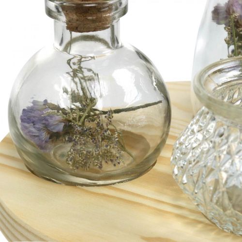 Prodotto Vaso su vassoio in legno, decoro da tavola con fiori secchi, lanterna naturale, trasparente Ø18cm