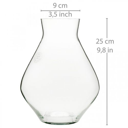 Floristik24 Vaso per fiori in vetro vaso a bulbo in vetro trasparente vaso decorativo Ø20cm H25cm