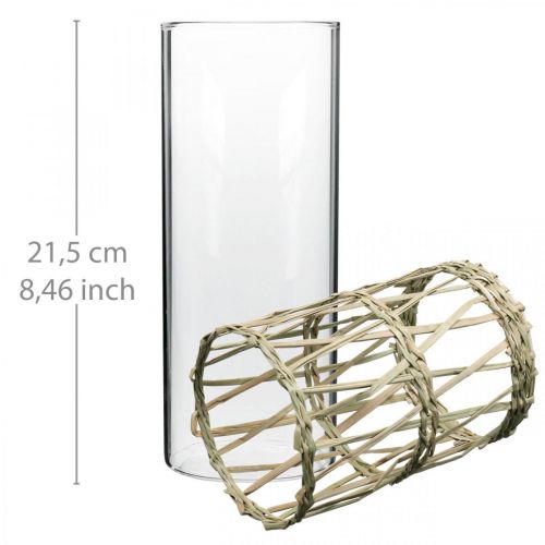Prodotto Vaso in vetro cilindro vaso decorativo erbe intrecciate Ø8cm H21.5cm