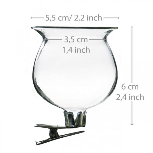 Prodotto Campana per vaso in vetro con clip trasparente Ø5,5cm H6cm 4pz