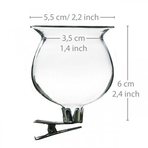 Floristik24 Campana per vaso in vetro con clip trasparente Ø5,5cm H6cm 4pz