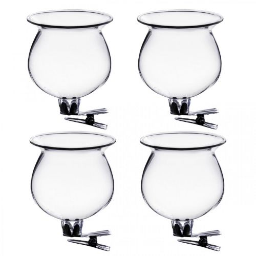 Floristik24 Campana per vaso in vetro con clip trasparente Ø5,5cm H6cm 4pz