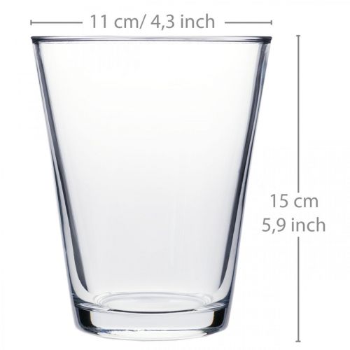 Floristik24 Vaso in Vetro Conico Trasparente Ø11cm H15cm