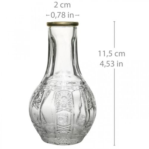 Floristik24 Vaso in vetro aspetto cristallo, vaso di fiori con bordo dorato Ø6,5 cm H11,5 cm