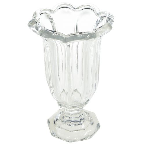 Vaso in vetro con piede vaso da fiori in vetro Ø13,5 cm H22 cm