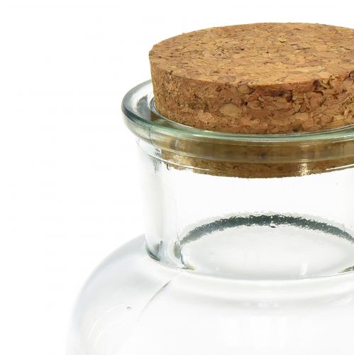 Floristik24 Vaso in vetro da farmacia retrò con tappo in sughero Ø8,5 cm H17 cm