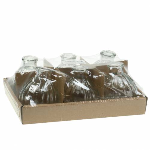 Floristik24 Vaso decorativo in vetro con scanalature Ø6,8cm H7,7cm 6 pezzi