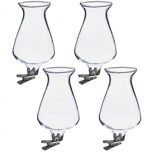 Floristik24 Vaso tulipano in vetro con clip Ø5,9cm H11cm trasparente 4pz