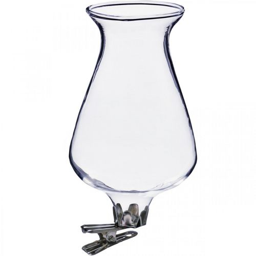 Floristik24 Vaso tulipano in vetro con clip Ø5,9cm H11cm trasparente 4pz