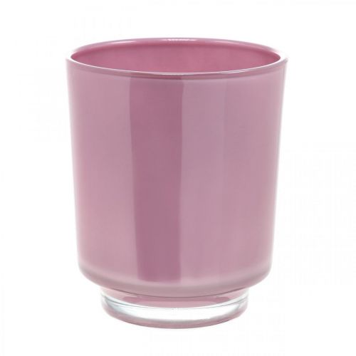 Fioriera in vetro, vaso per orchidee, vaso decorativo rosa H16cm Ø13.4cm