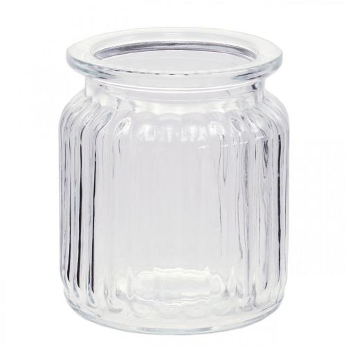 Prodotto Vaso in vetro vaso rigato in vetro Ø7,5 cm H9 cm 4 pezzi