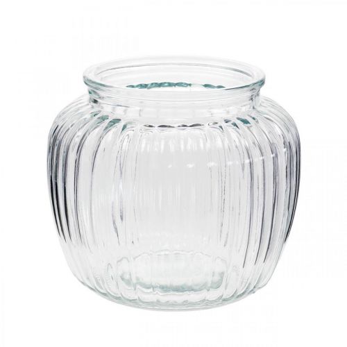 Floristik24 Vaso in vetro rigato Ø11cm H10cm