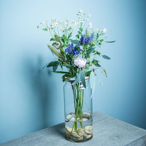 Prodotto Vaso decorativo con fori Vaso in vetro con coperchio forato Decoro floreale moderno
