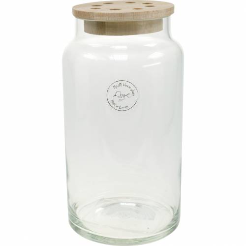 Floristik24 Vaso di vetro con coperchio Vaso decorativo con coperchio perforato Disporre i fiori