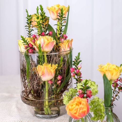 Floristik24 Vaso in vetro con piede vaso da fiori decorazione in vetro vintage H15cm Ø11cm