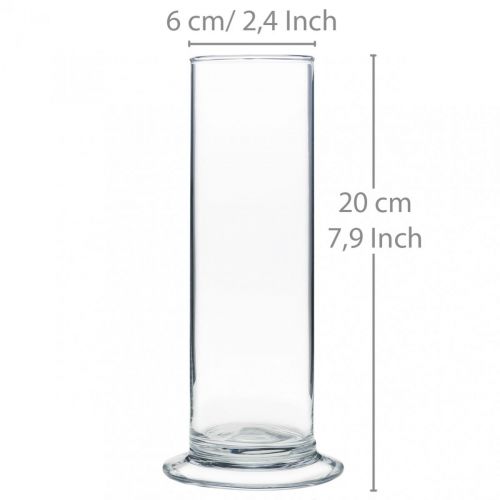 Floristik24 Vaso in vetro con piede Trasparente Ø6cm H20cm