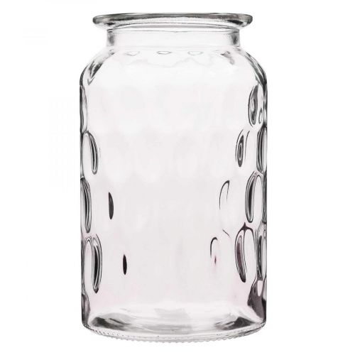 Floristik24 Vaso in vetro con motivo, lanterna in vetro H18,5cm Ø11cm trasparente