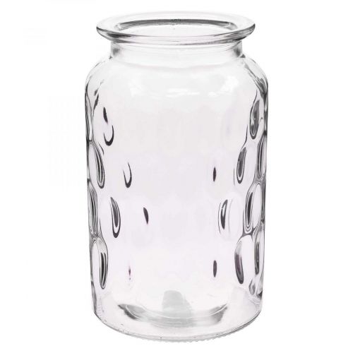 Floristik24 Vaso in vetro con motivo, lanterna in vetro H18,5cm Ø11cm trasparente